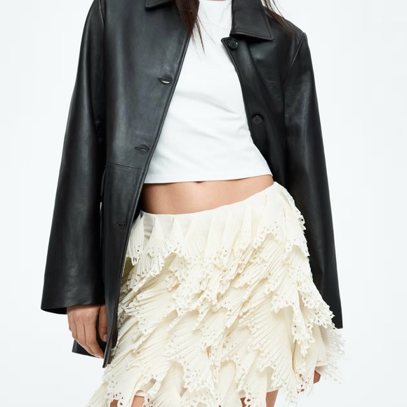 NWT H&M EDITION CHIFFON SKIRT WITH FLOUNCES. Cream. Sz 4